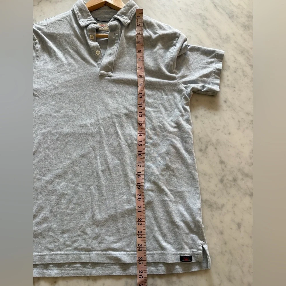 Faherty Heathered Blue Polo Small